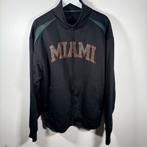 Campus Drive Miami Hurricanes Football Full Zip Jacket Black Logo XL Polyester